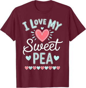 I Love My Sweet Pea Cute Mothers Day T-Shirt - T-Shirt | Maroon
