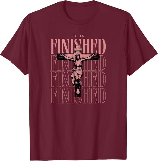 It is Finished Jesus on The Cross T-Shirt - T-Shirt | Maroon