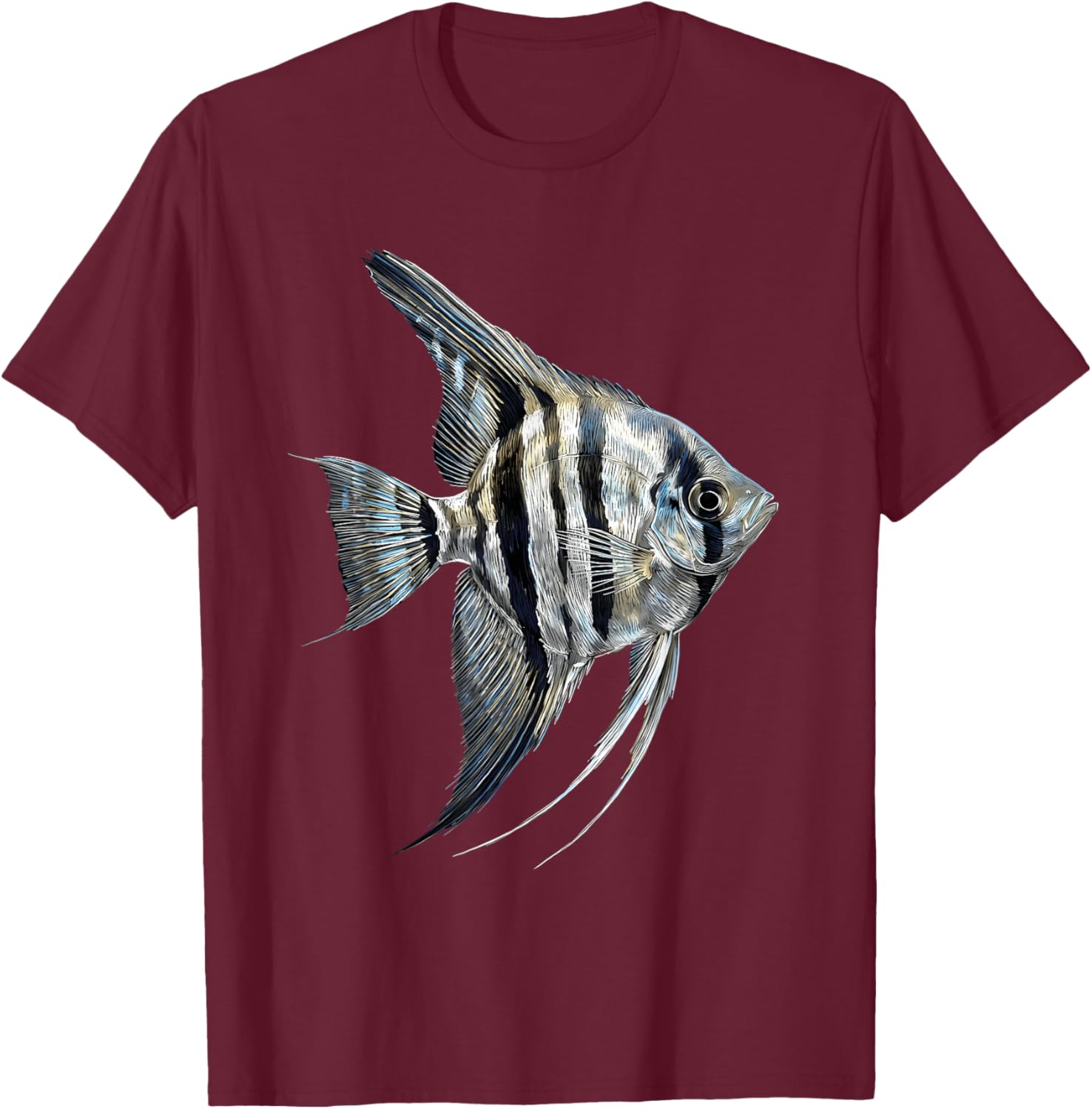 Angelfish Pterophyllum Freshwater Aquarium Fishkeeper T-Shirt - T-Shirt | Maroon