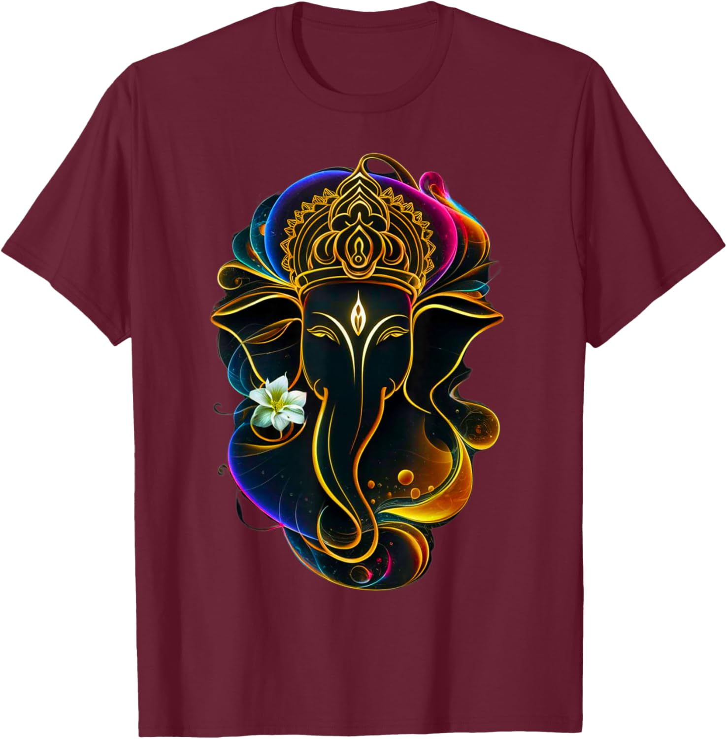Hindu Ganesha Puja Elephant God India Meditation Yoga Murti T-Shirt - T-Shirt | Maroon