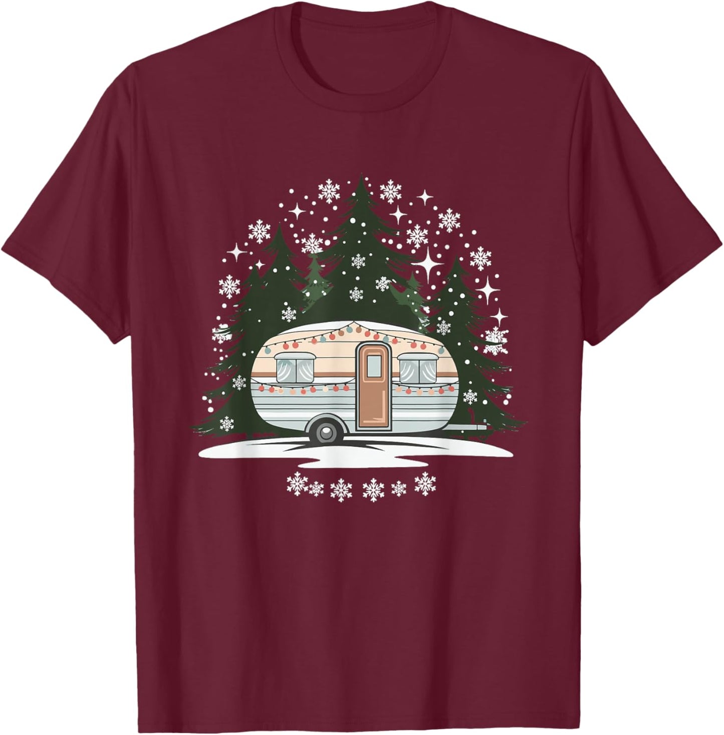 Camping RV Christmas Motorhome T-Shirt - T-Shirt | Maroon