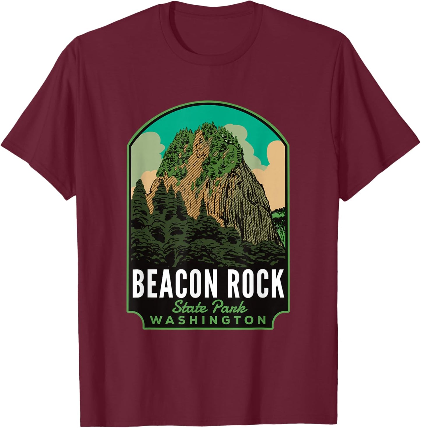 Beacon Rock State Park WA T-Shirt - T-Shirt | Maroon