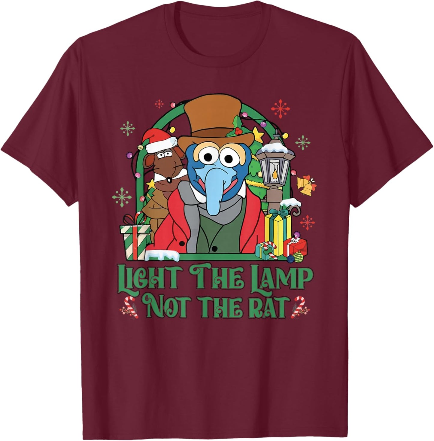 Light The Lamp Not The Rat Funny Christmas T-Shirt - T-Shirt | Maroon
