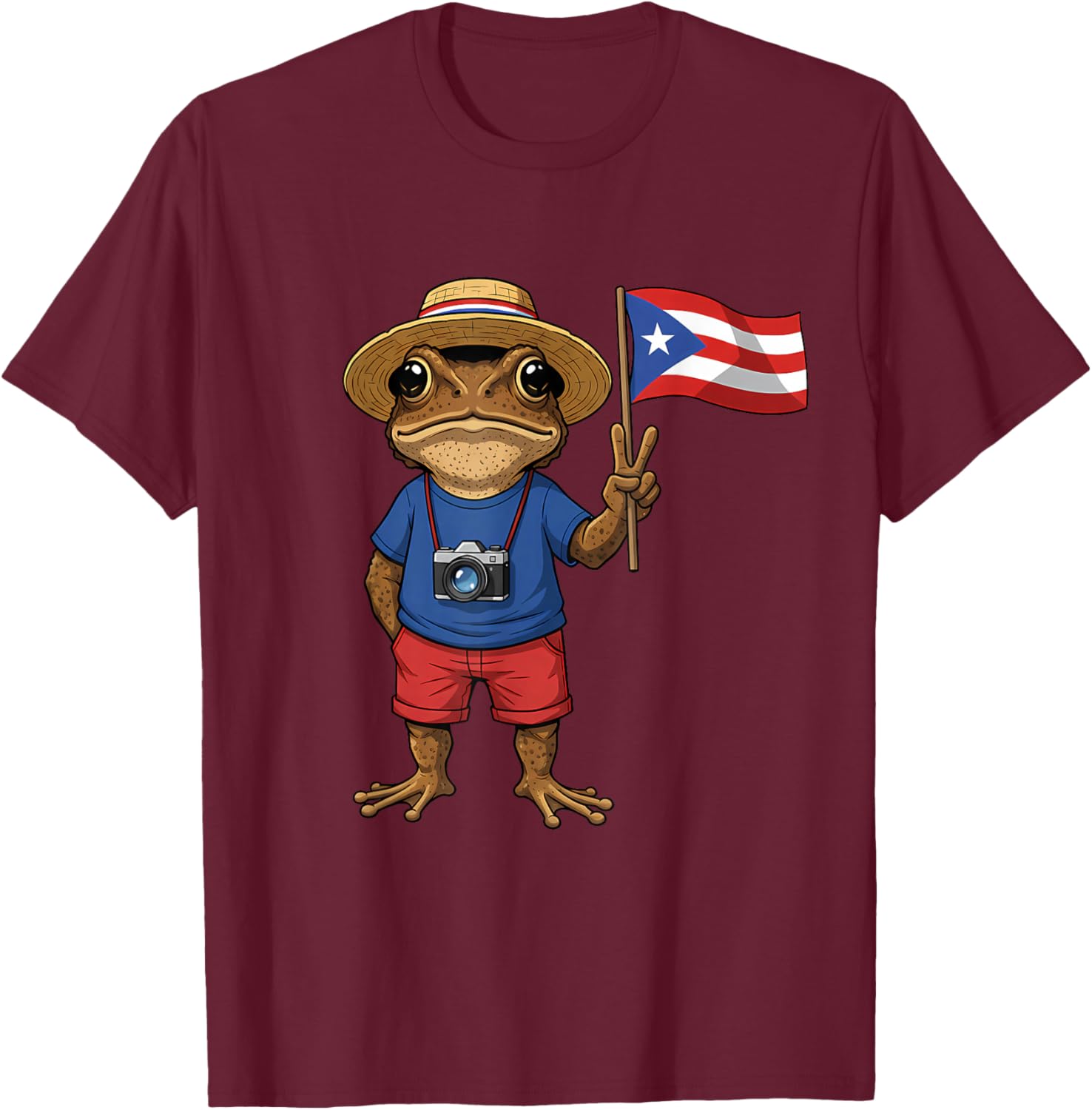 Coqui Frog Puerto Rico Flag Puerto Rico Taino Boricua T-Shirt - T-Shirt | Maroon