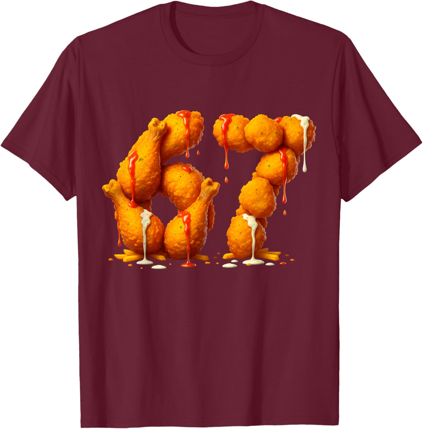 6 7 Meme Fried Chicken 67 Pajamas Kids Six Seven Boys 67 Pjs T-Shirt - T-Shirt | Maroon