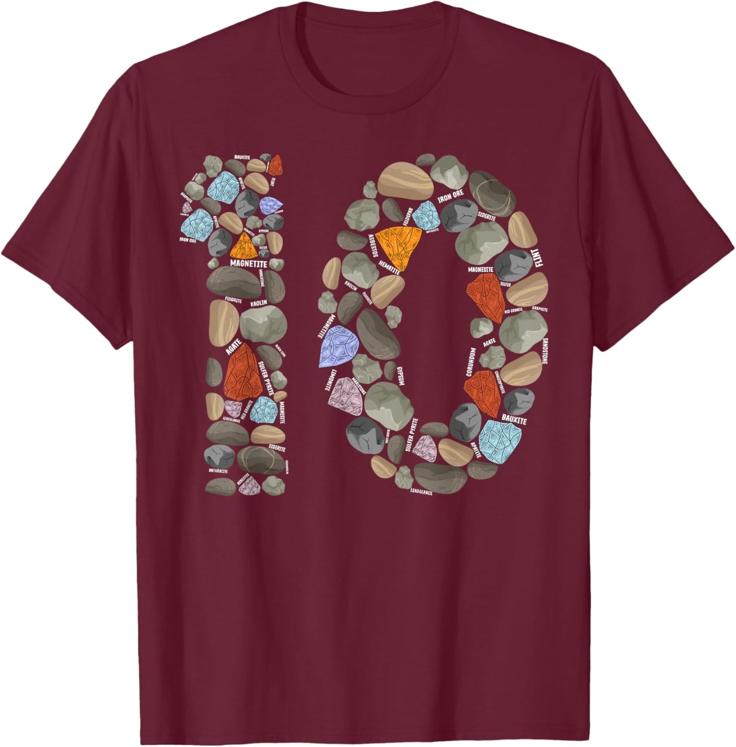 Geology Rocks 10 Years Old 10th Birthday Rock Collecting T-Shirt - T-Shirt | Maroon