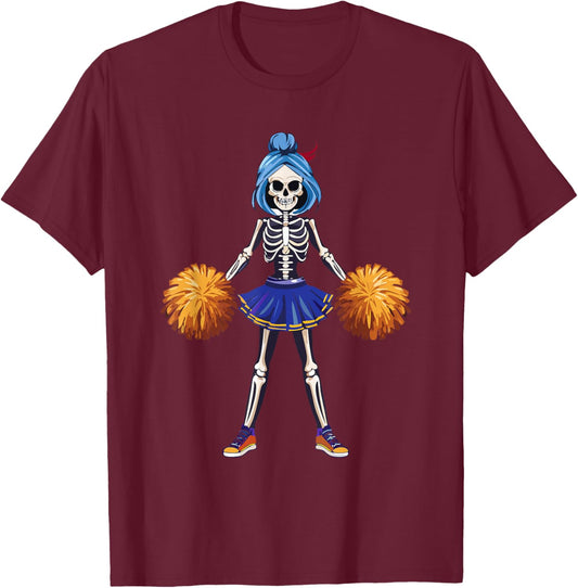 Funny Scary Goth Girl Halloween Cheerleader Costume T-Shirt - T-Shirt | Maroon