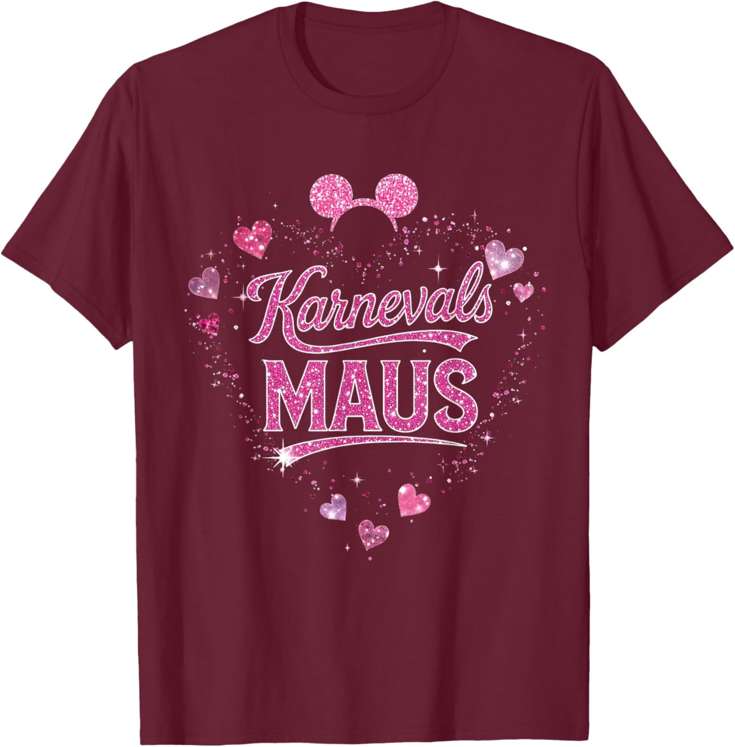 Carnival Mouse Glitter Hearts Festive Mouse Carnival Look T-Shirt - T-Shirt | Maroon