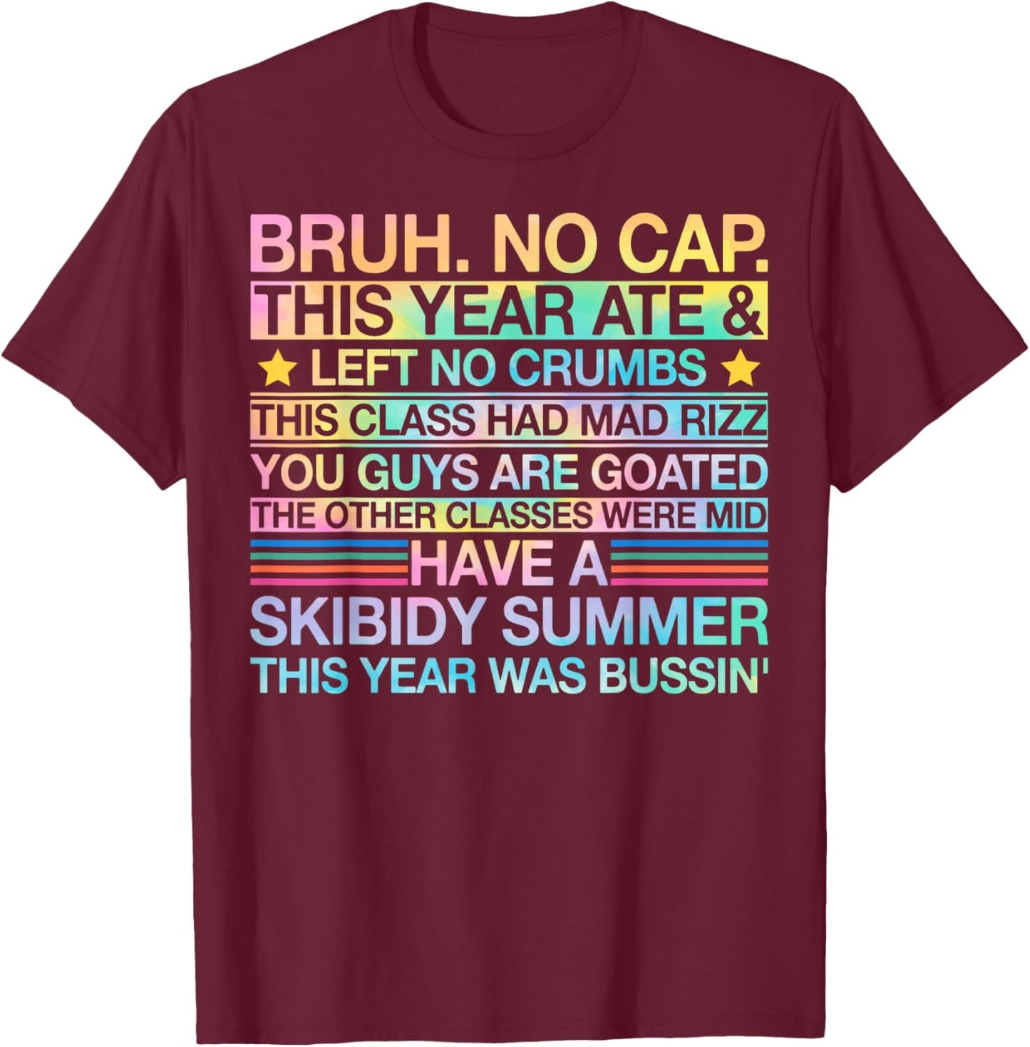 Funny Last Day of School Gen A Slang 2025 Hello Summer T-Shirt - T-Shirt | Maroon