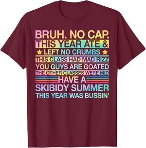 Funny Last Day of School Gen A Slang 2025 Hello Summer T-Shirt - T-Shirt | Maroon