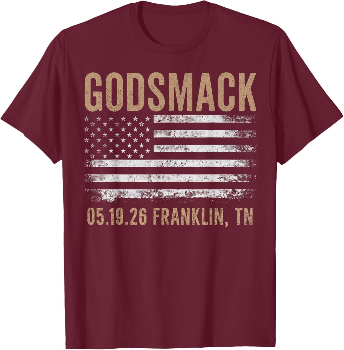 Godsmack The Rise of Rock 2026 Franklin T-Shirt - T-Shirt | Maroon