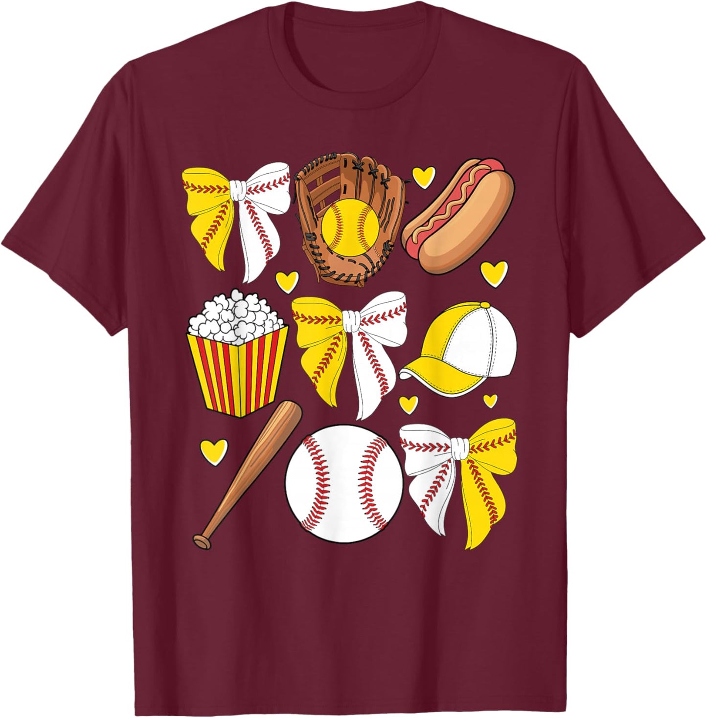 Half Baseball And Softball Mom Mama Life Coquette Bow Women T-Shirt - T-Shirt | Maroon