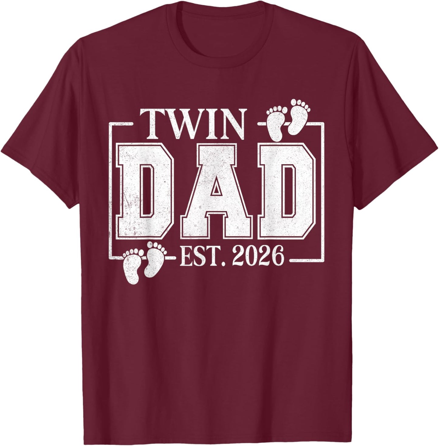 Twin Dad Est. 2026 Daddy Father's Day Loading New Dad 2026 T-Shirt - T-Shirt | Maroon