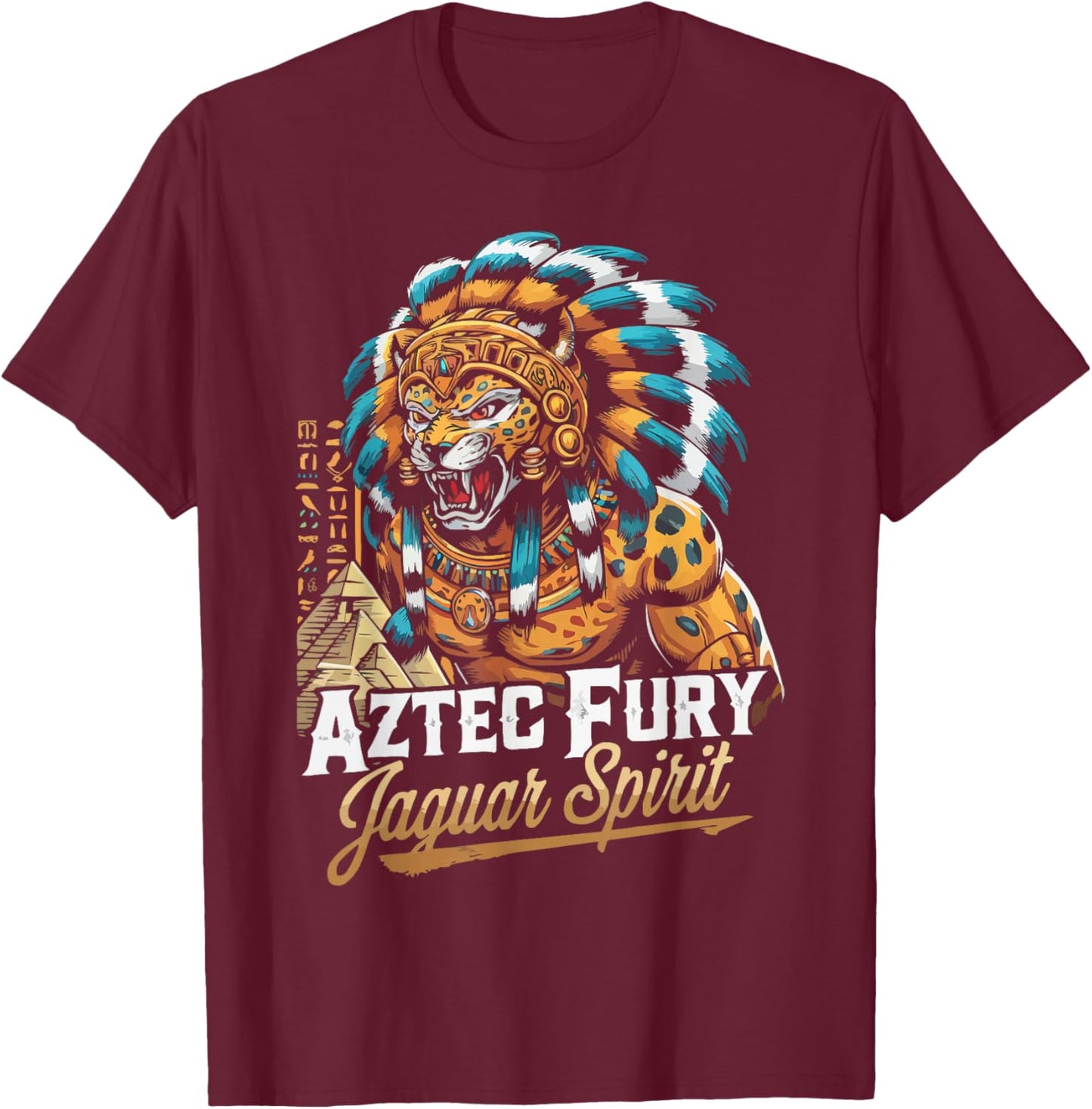 Aztec Jaguar Warrior Aztec Culture Mayan Indigenous T-Shirt - T-Shirt | Maroon