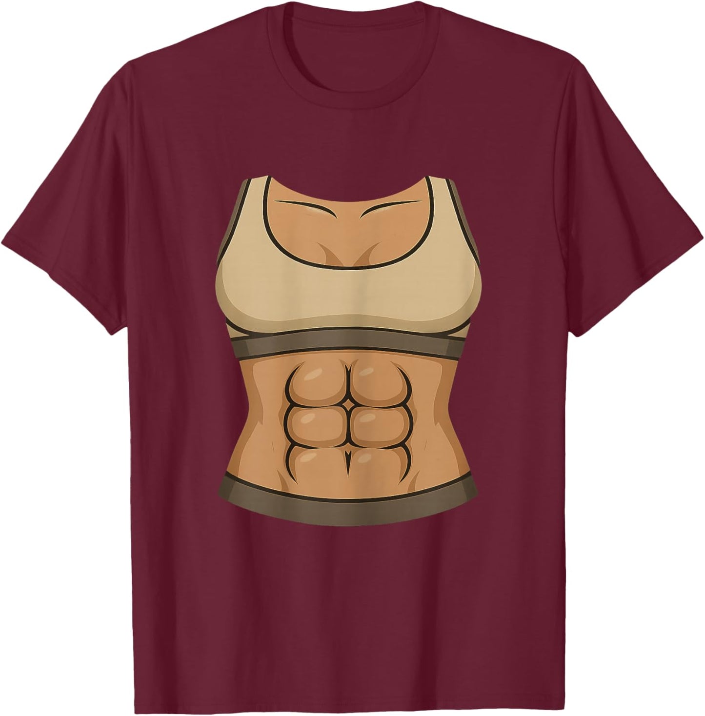 Women Ripped Abs Costume - Funny Lazy Halloween T-Shirt - T-Shirt | Maroon