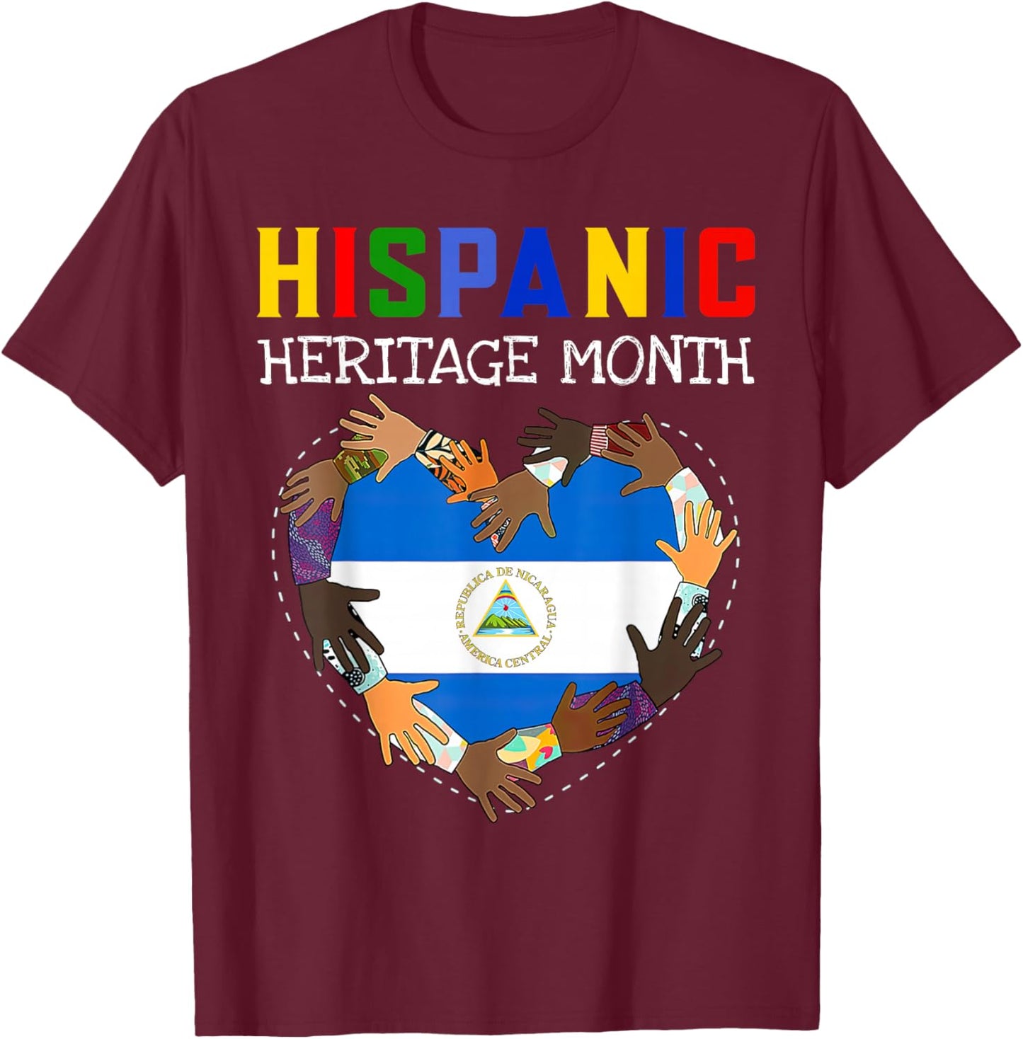 Hispanic Heritage Month Nicaragua Kids Boys Girls T-Shirt - T-Shirt | Maroon