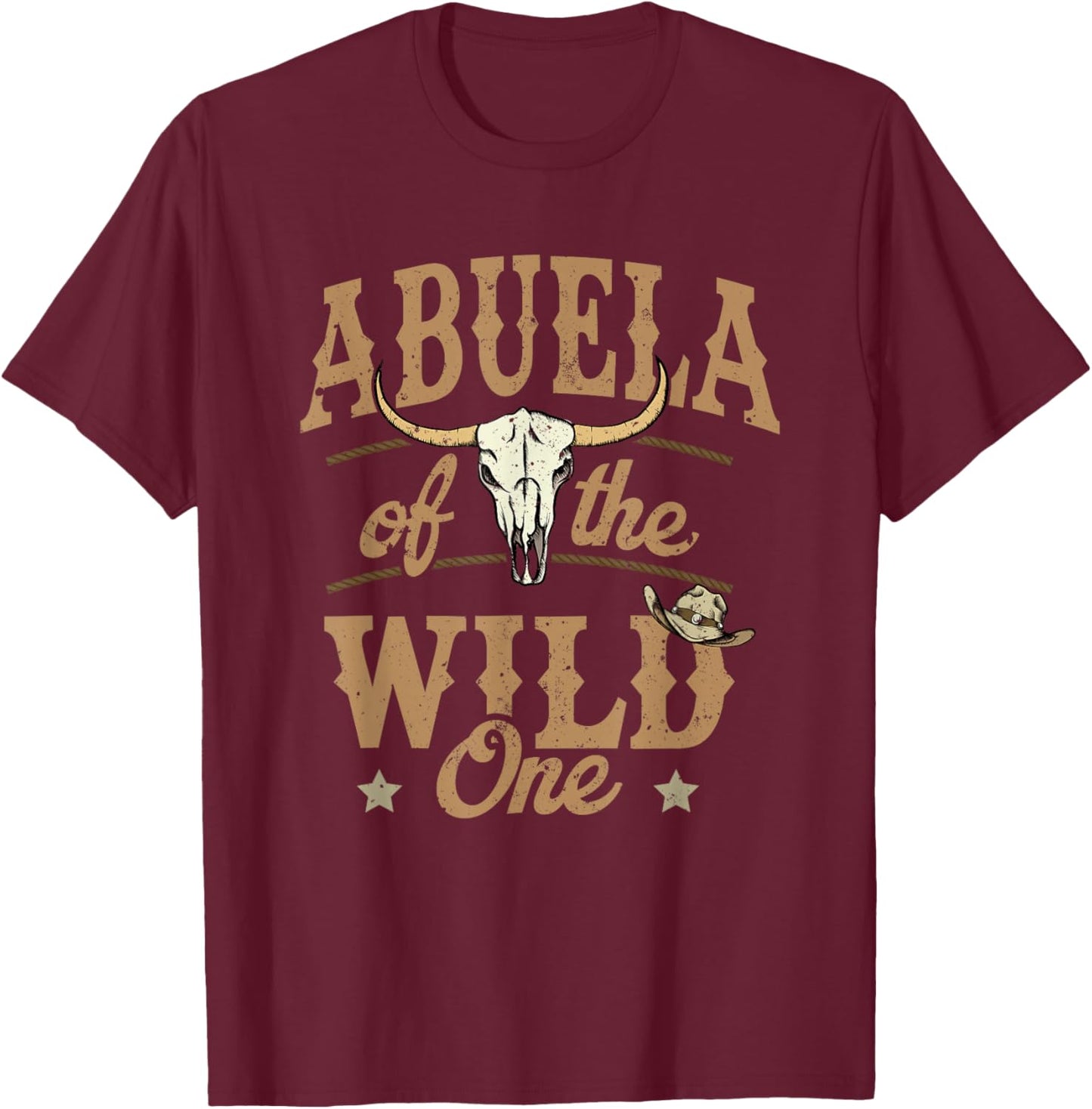 Abuela of The Wild One Cowboy Western Rodeo Party Matching T-Shirt - T-Shirt | Maroon
