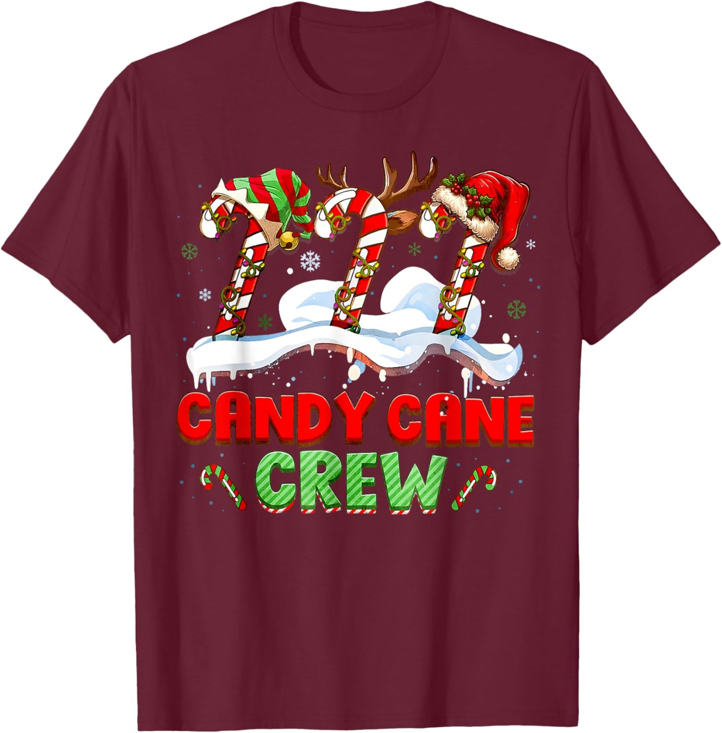 Candy Cane Crew Funny Christmas Candy Lover Xmas Kids T-Shirt - T-Shirt | Maroon