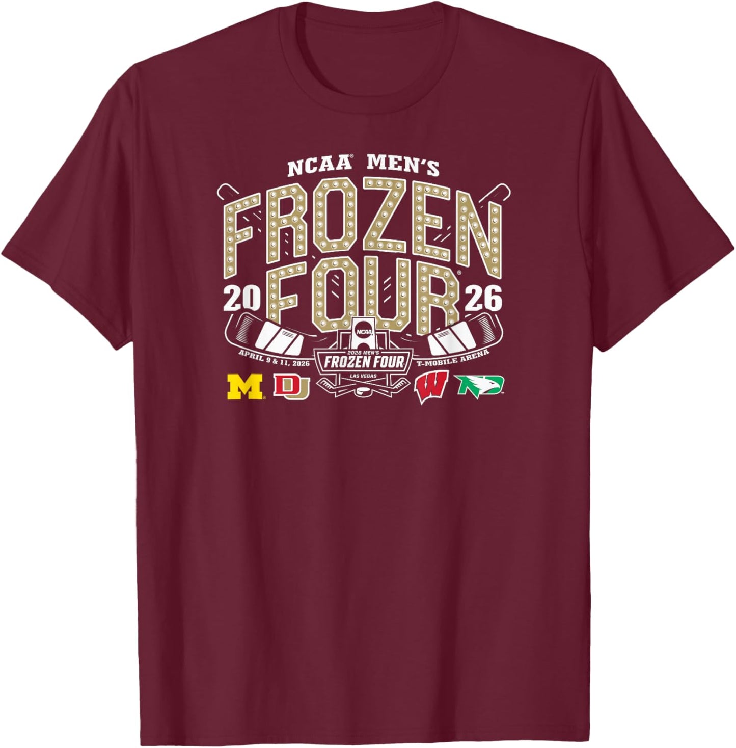 NCAA Frozen Four 2026 Men's Hockey Black Officially Licensed T-Shirt - T-Shirt | Maroon