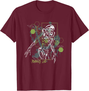 Alien: Romulus Distressed Neon Romulus Lab Schematic T-Shirt - T-Shirt | Maroon