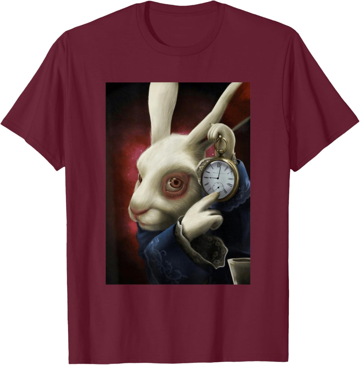 Pocketwatch Rabbit T-Shirt - T-Shirt | Maroon