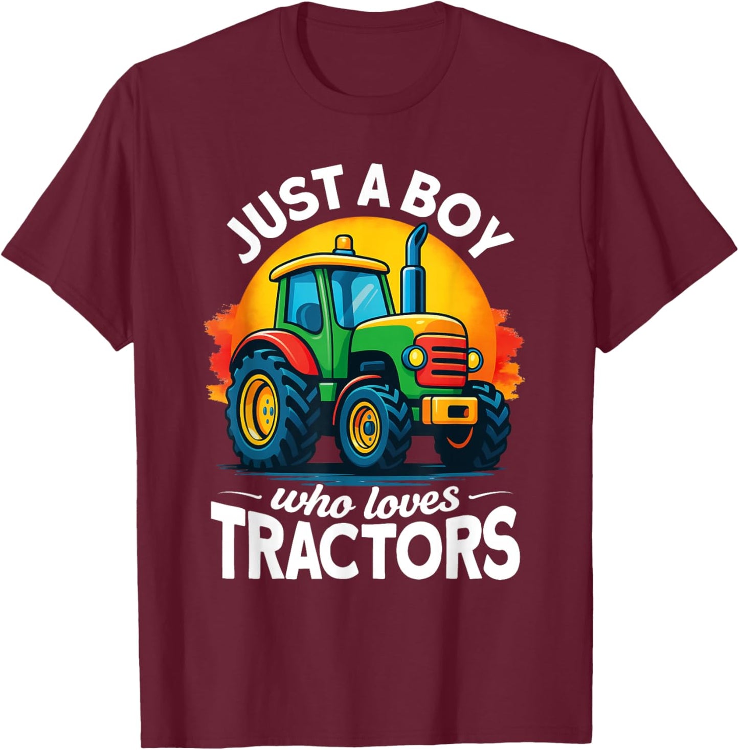 Kids Farm Lifestyle Just A Boy Who Loves Tractors T-Shirt - T-Shirt | Maroon