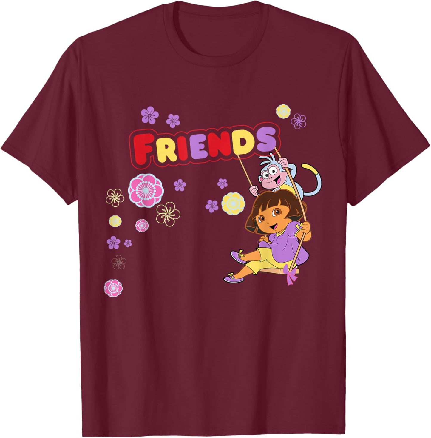 Dora the Explorer Boots the Monkey Friends Swing T-Shirt - T-Shirt | Maroon