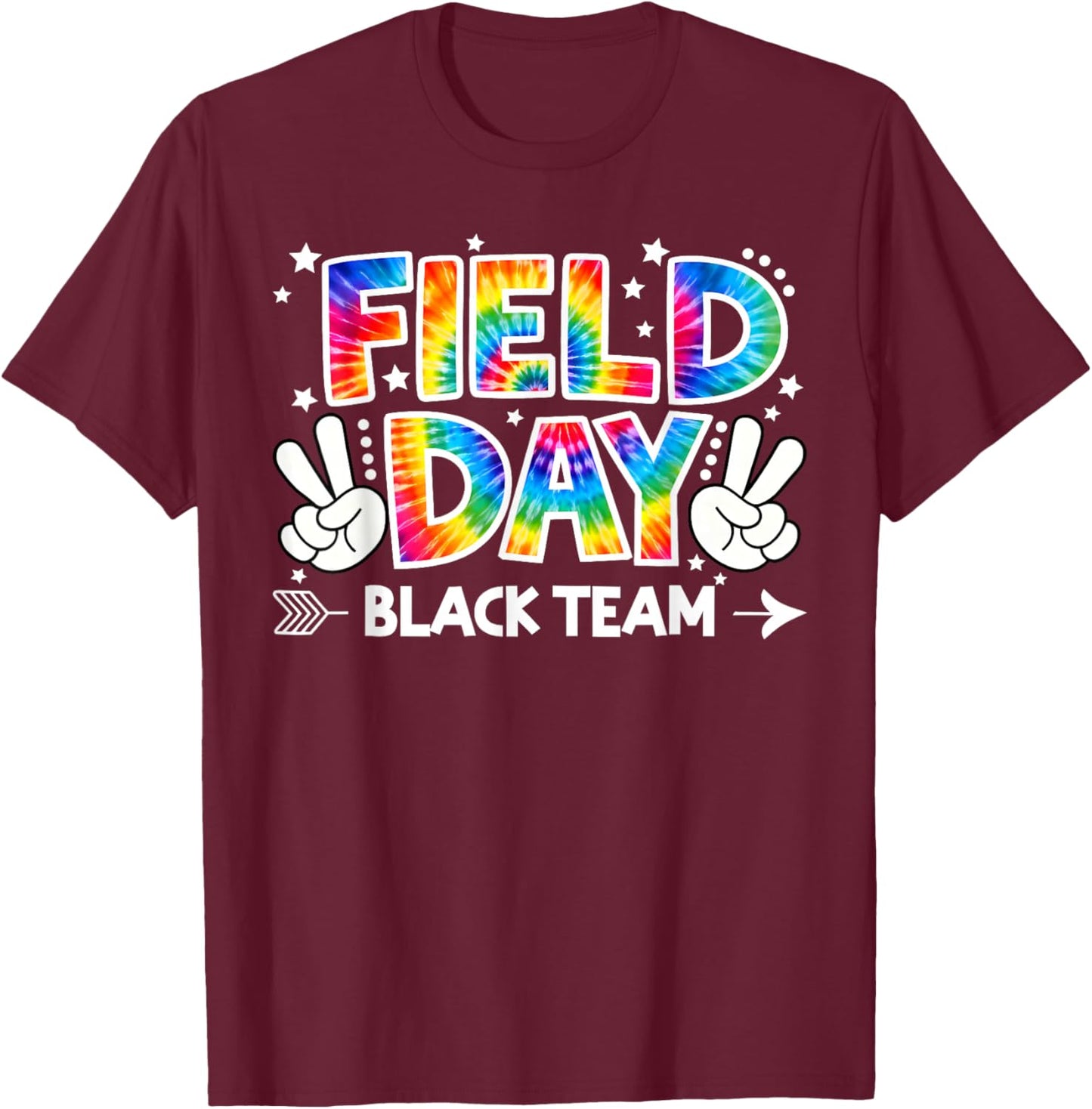 Field Day Black Team Peace Hand Tie Dye Men Women Kid T-Shirt - T-Shirt | Maroon