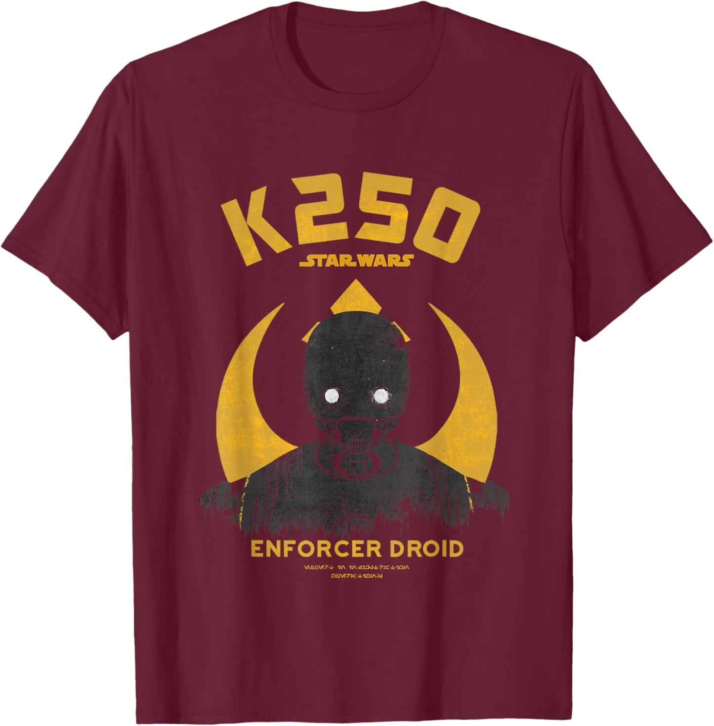 Star Wars Rogue One K250 Enforcer Droid Distressed T-Shirt - T-Shirt | Maroon