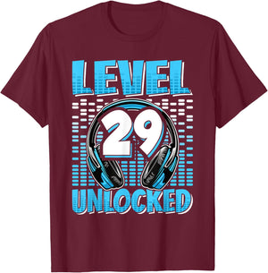 Level 29 Unlocked Gaming 29 Years Old 29th Birthday Men T-Shirt - T-Shirt | Maroon