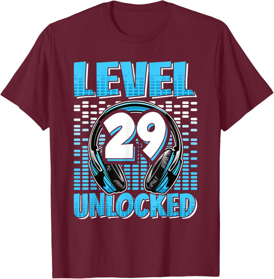 Level 29 Unlocked Gaming 29 Years Old 29th Birthday Men T-Shirt - T-Shirt | Maroon