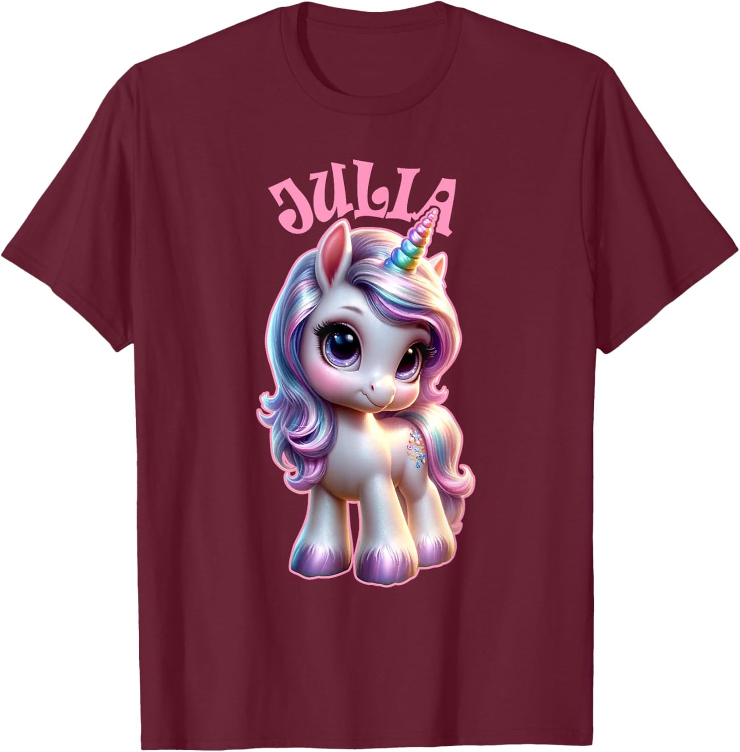 Julia Cute Unicorn Design for Girls Name Julia T-Shirt - T-Shirt | Maroon