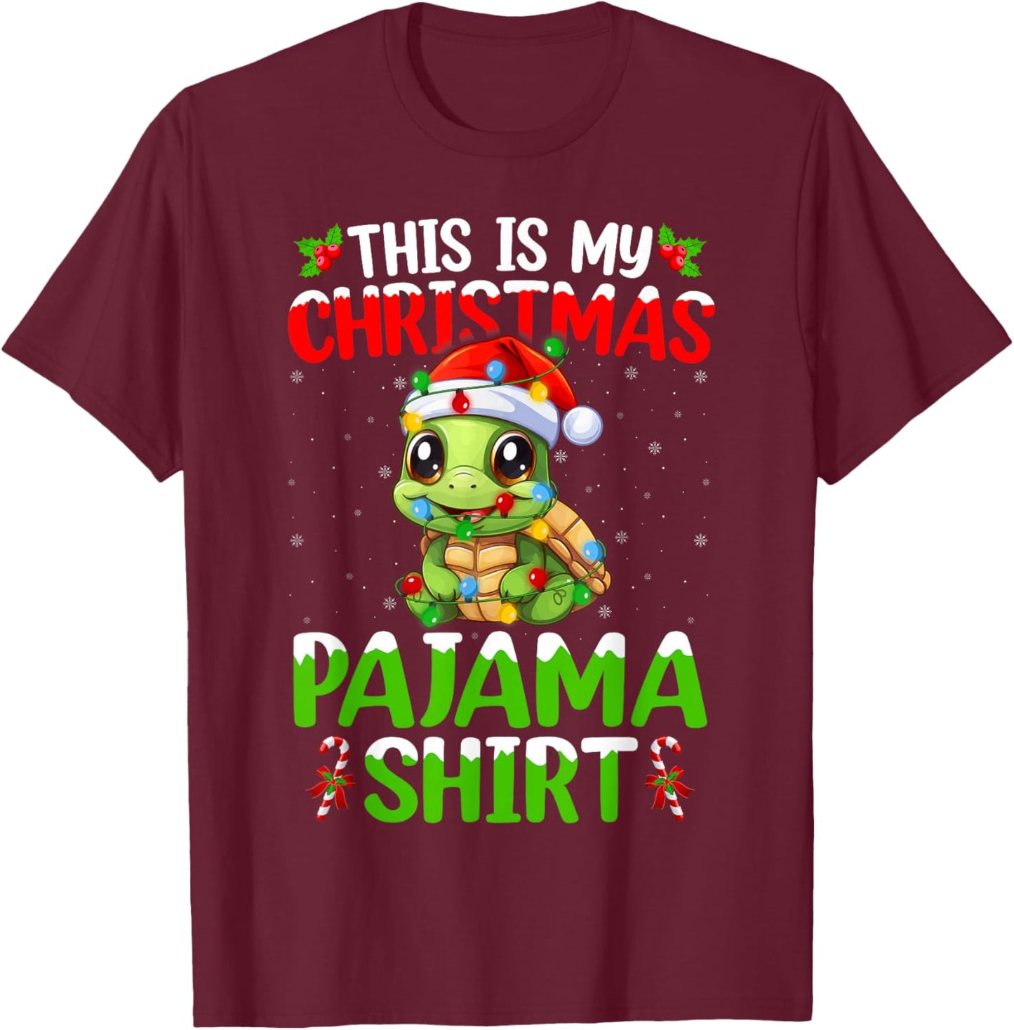 This Is My Turtle Christmas Pajama Lights Turtle Xmas T-Shirt - T-Shirt | Maroon
