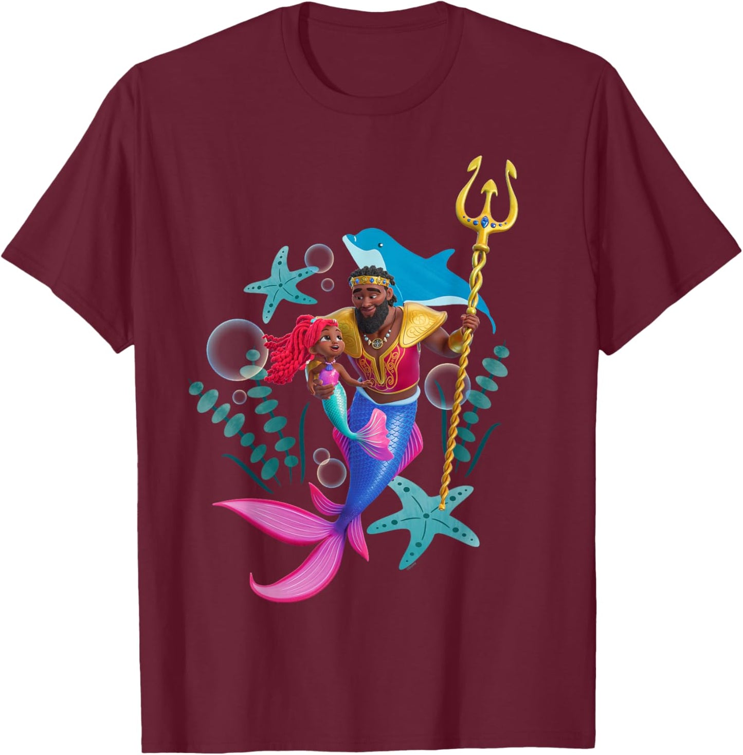 Disney Junior's Ariel & King Triton Father and Daughter T-Shirt - T-Shirt | Maroon