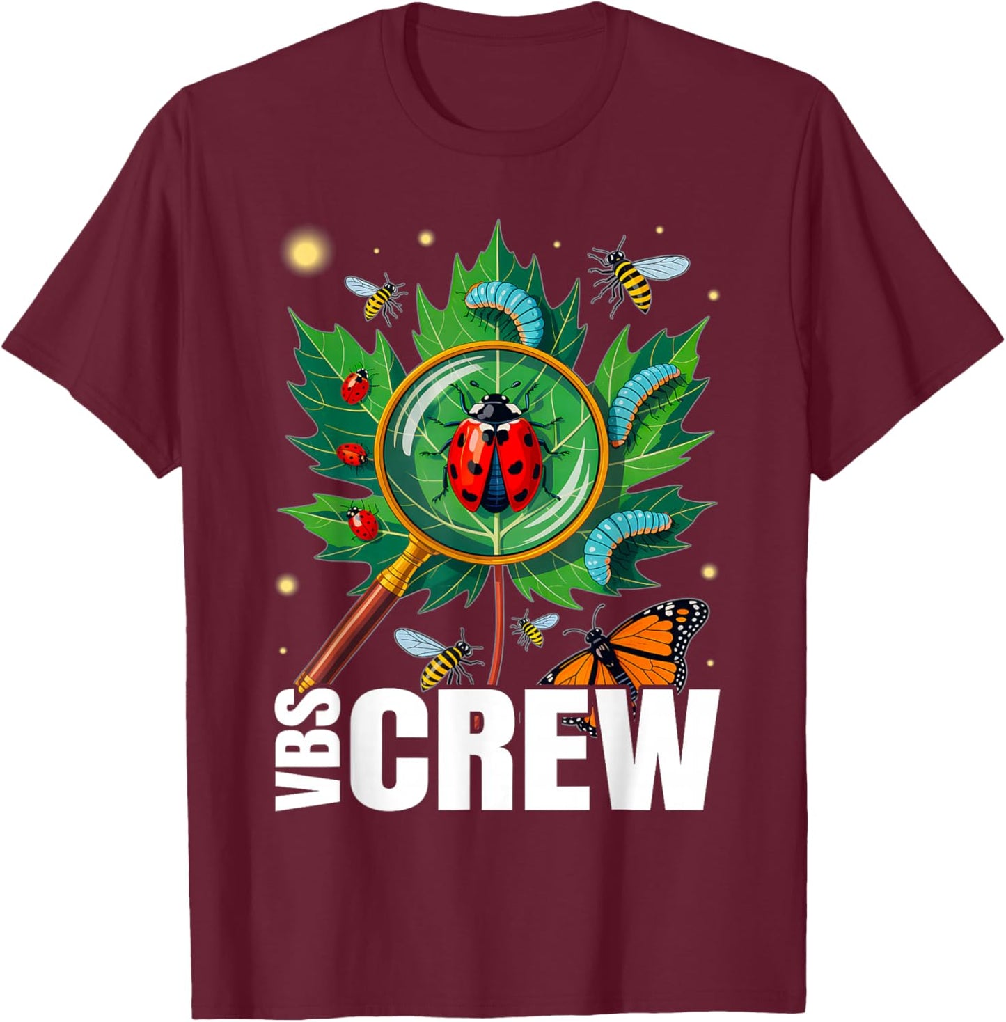 Crew 2025 Magnified Smallest Insects Adventure Vbs Squad T-Shirt - T-Shirt | Maroon