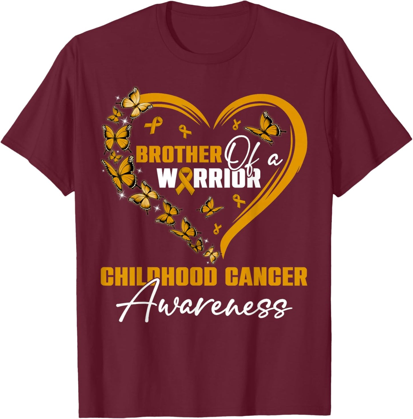 Brother Of A Warrior Childhood Cancer Awareness Day Gold Rib T-Shirt - T-Shirt | Maroon