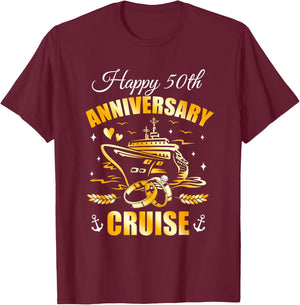Happy 50Th Anniversary Cruise Wedding Matching Husband Wife T-Shirt - T-Shirt | Maroon