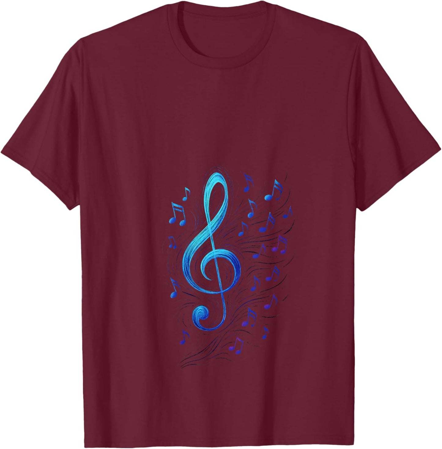 Treble Clef - Heart Music Note Love Art V-Neck T-Shirt - T-Shirt | Maroon