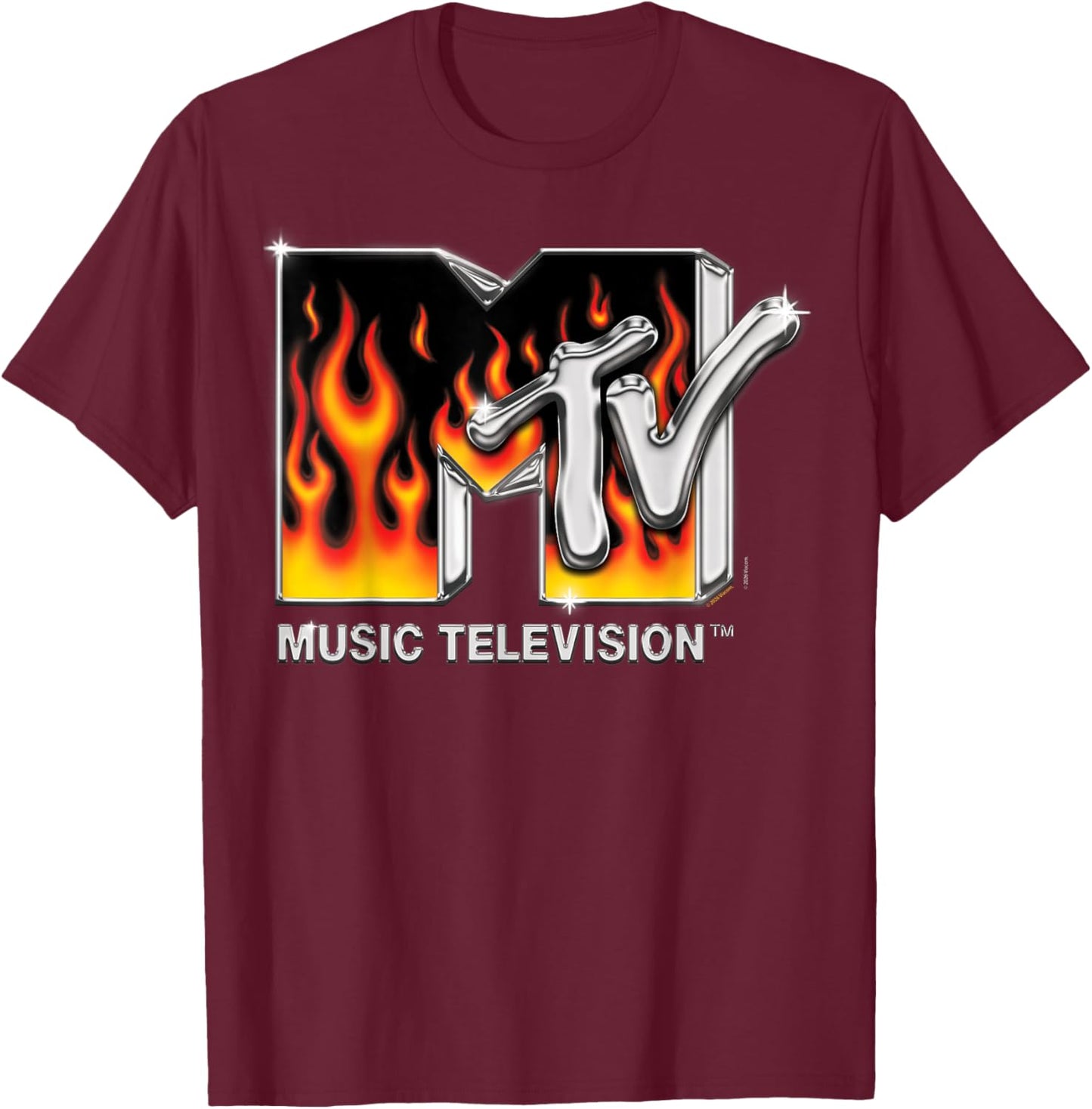 Flames MTV Logo T-Shirt - T-Shirt | Maroon