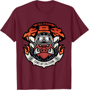 Proxy Agent Appareal Adult - Sons of Cali Themed - Black - Small - Short Sleeve - Modern Round Collar Straight Fit - Cartoon Pattern T-Shirt - T-Shirt | Maroon