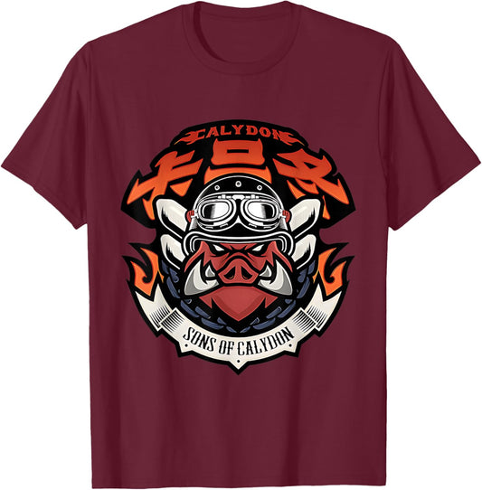 Proxy Agent Appareal Adult - Sons of Cali Themed - Black - Small - Short Sleeve - Modern Round Collar Straight Fit - Cartoon Pattern T-Shirt - T-Shirt | Maroon