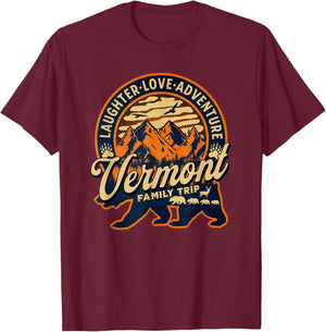 Vermont Family Trip Mountains Camping Adventure Souvenir T-Shirt - T-Shirt | Maroon
