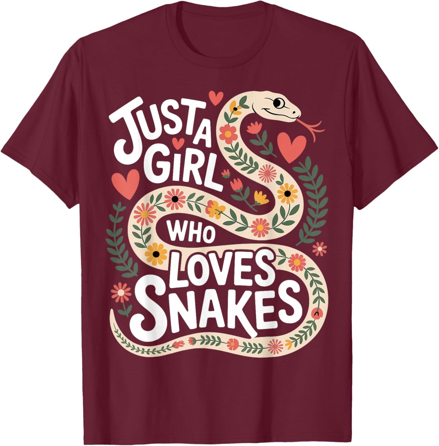 Snake Cute Just A Girl Who Loves Snakes T-Shirt - T-Shirt | Maroon
