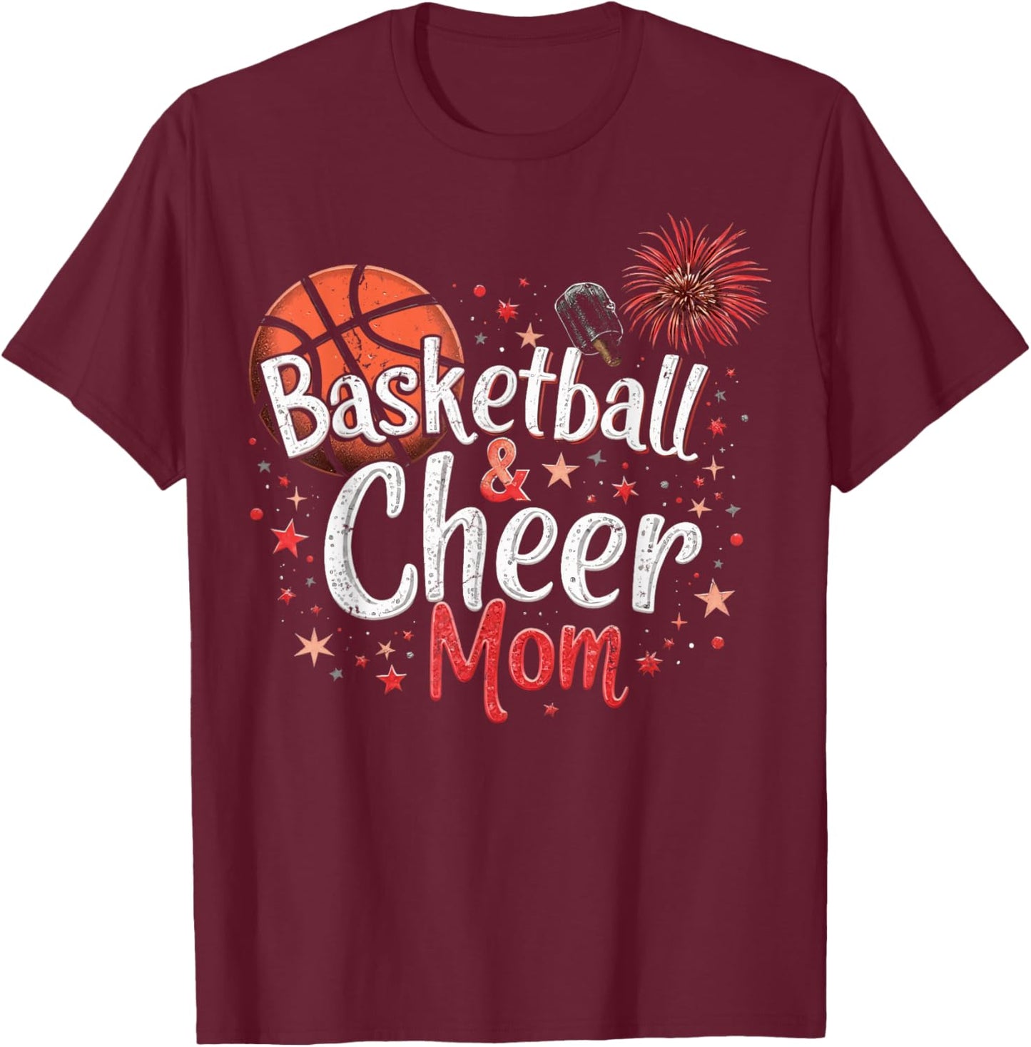 Basketball And Cheer Mom Basketball Cheer Mother T-Shirt - T-Shirt | Maroon