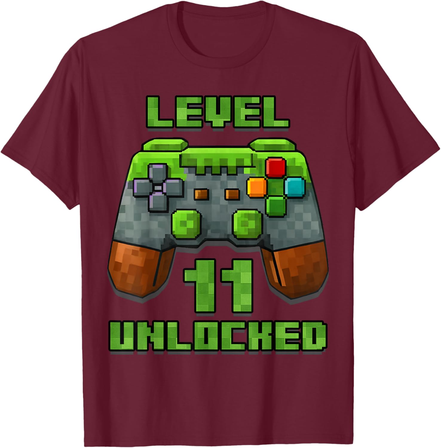 11 Year Level Up, Anniversaire drôle Gamer Meme Cadeau T-Shirt - T-Shirt | Maroon