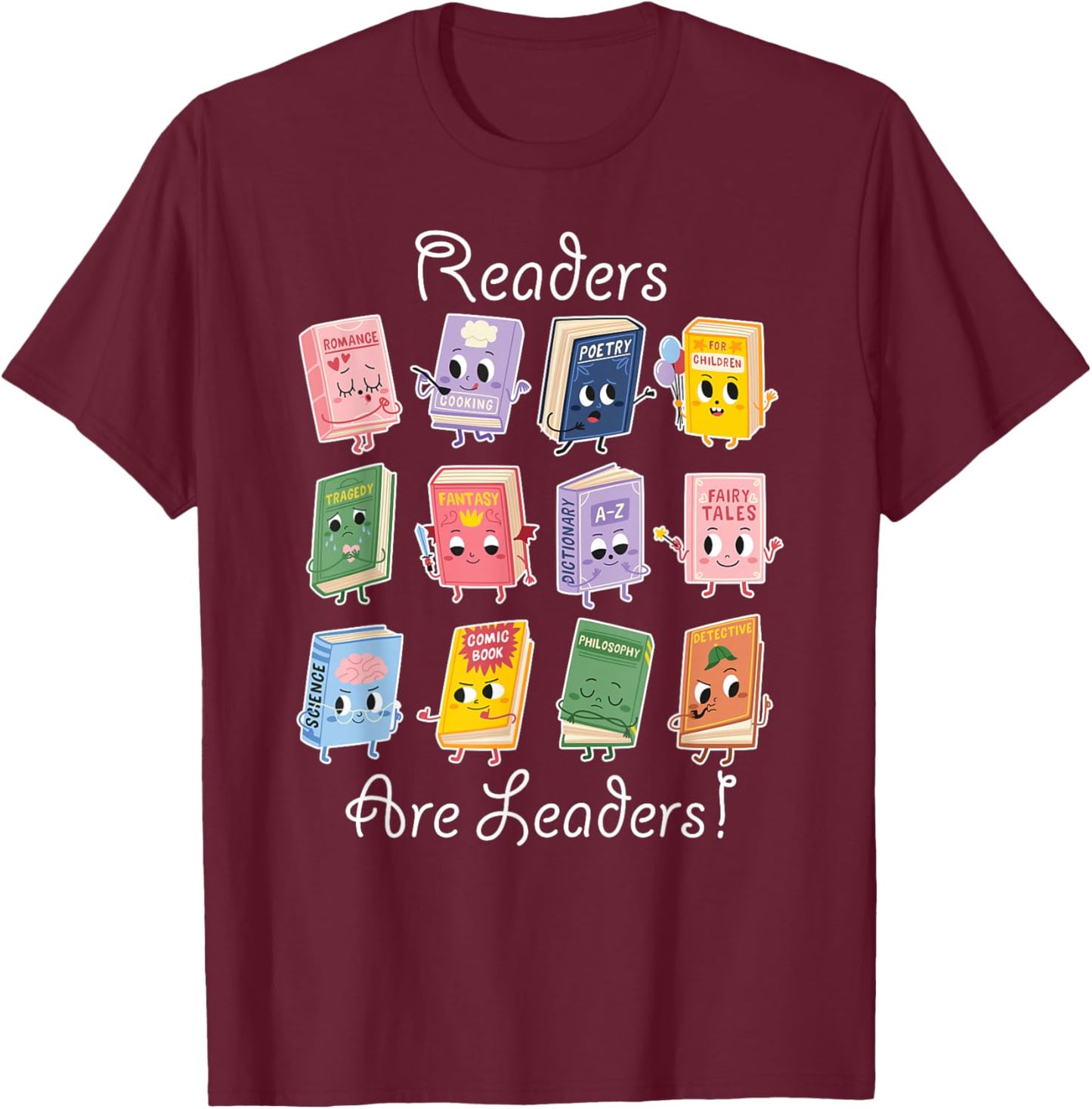 Readers Are Leaders Librarian Across World Boys Girls T-Shirt - T-Shirt | Maroon