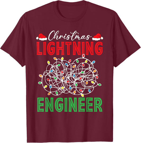 Christmas Lighting Engineer Light Show Led Festive Holiday T-Shirt - T-Shirt | Maroon