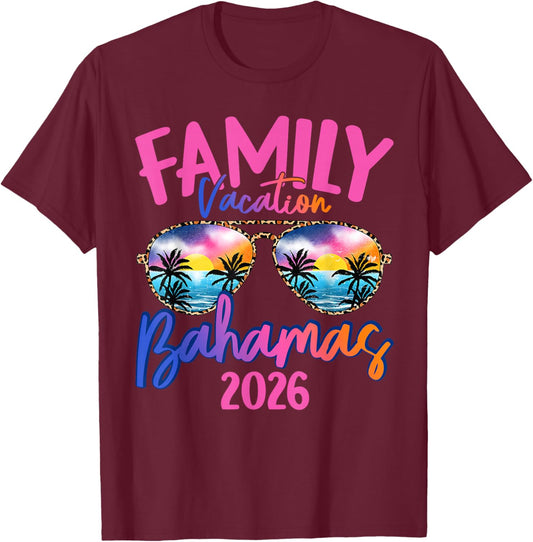 Bahamas Vacation 2026 Souvenir Matching Family Group T-Shirt - T-Shirt | Maroon