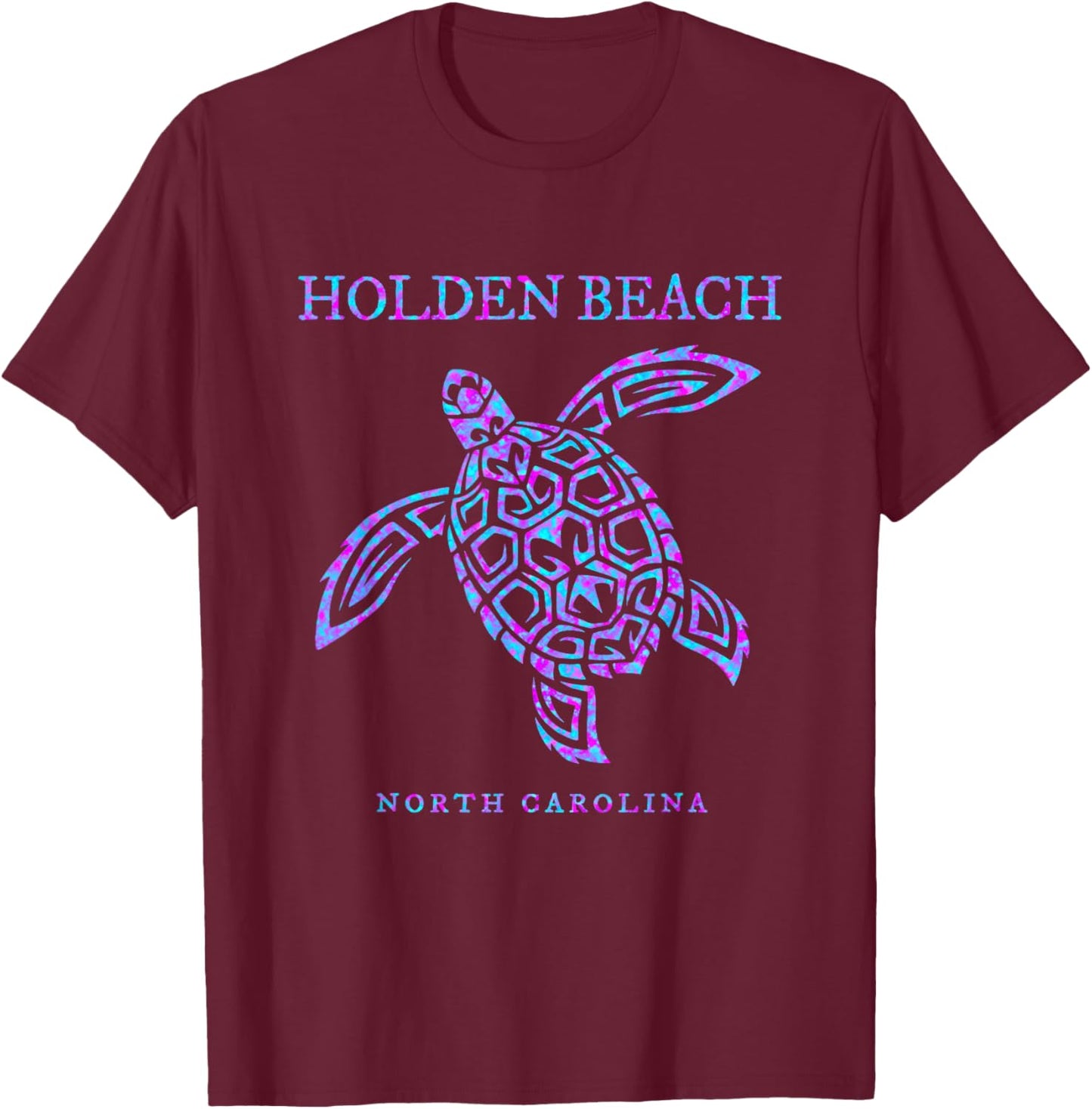Holden Beach North Carolina Sea Turtle Vacation Souvenir T-Shirt - T-Shirt | Maroon