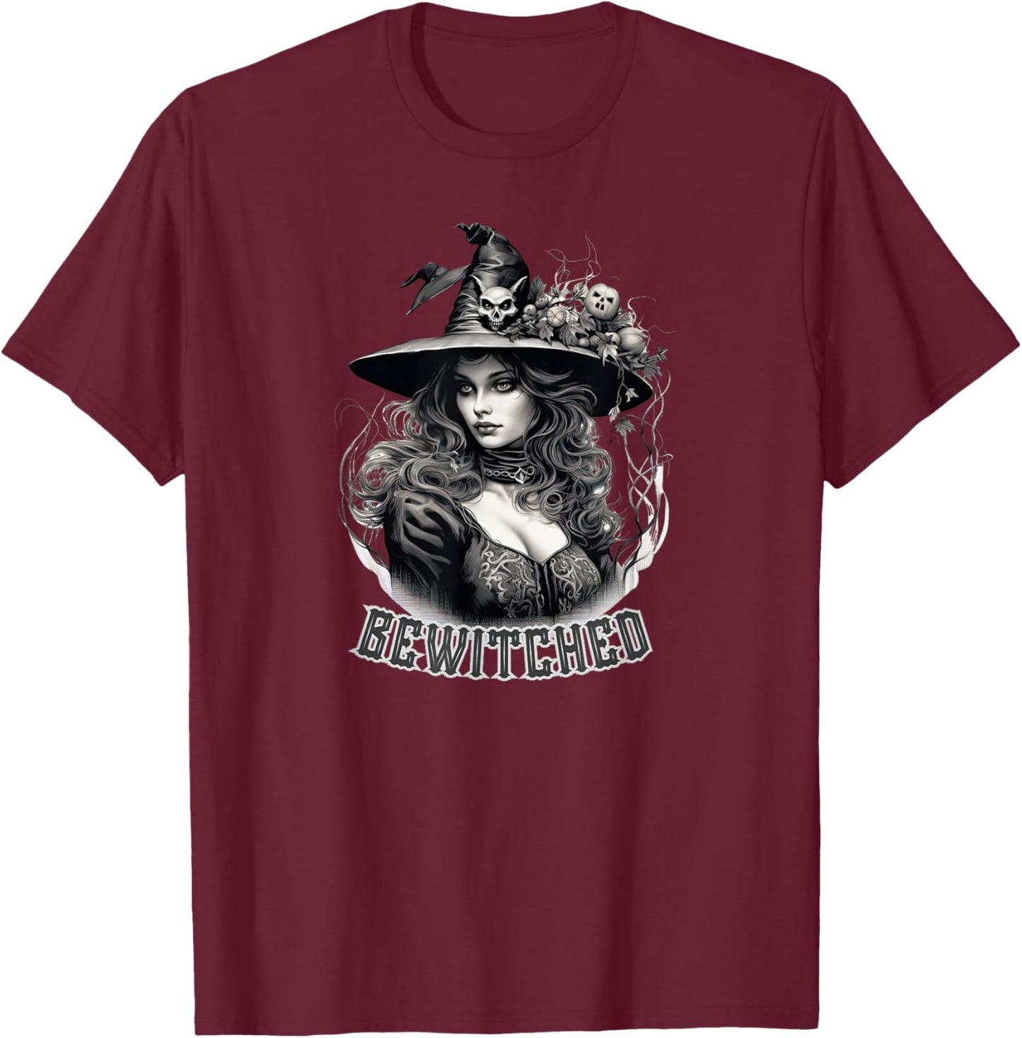 Bewitched Spooky Cute Witches Funny Retro Halloween Costume T-Shirt - T-Shirt | Maroon